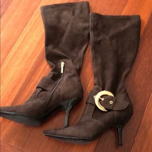 Suede fabric long boots